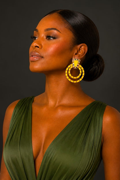 Yellow Vintage-Inspired Statement Earrings