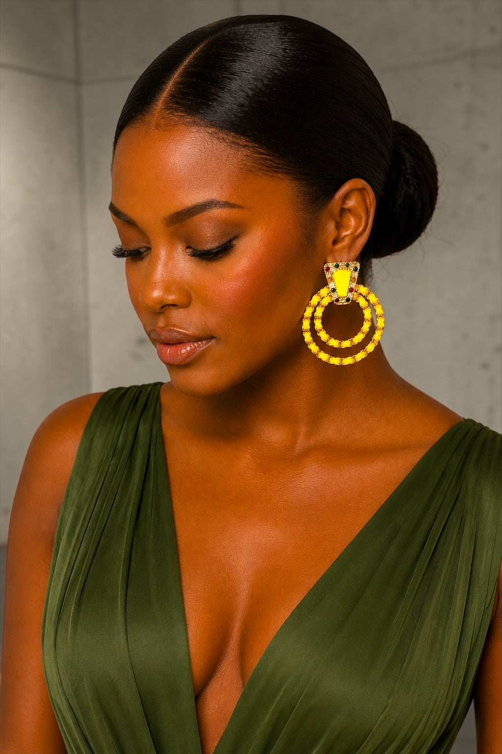 Yellow Vintage-Inspired Statement Earrings