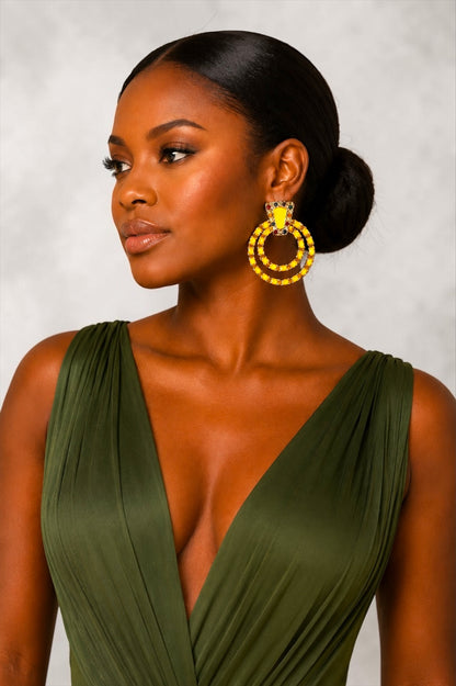 Yellow Vintage-Inspired Statement Earrings