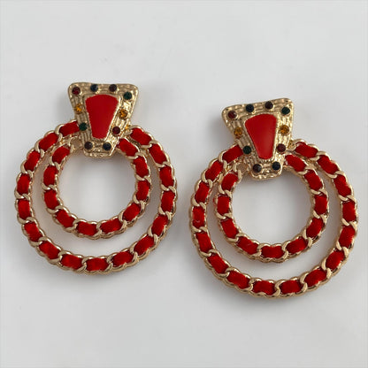 Red Vintage-Inspired Statement Earrings - Fatisha Boutique #