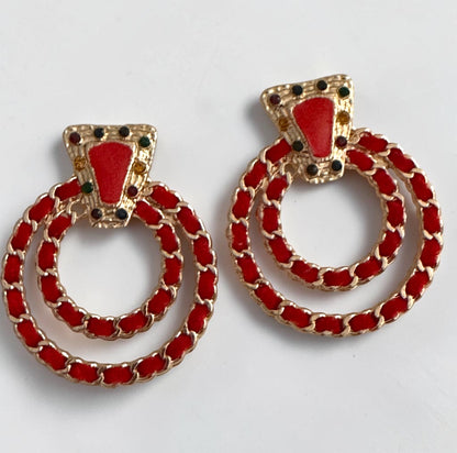 Red Vintage-Inspired Statement Earrings - Fatisha Boutique #