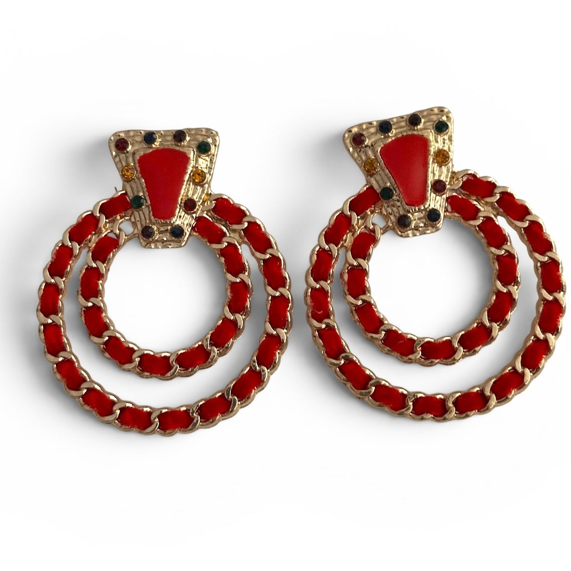Red Vintage-Inspired Statement Earrings - Fatisha Boutique #