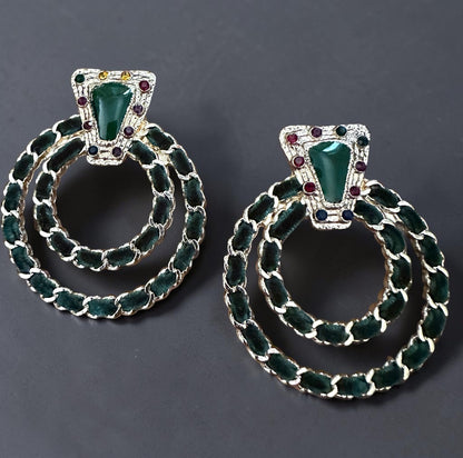 Green Vintage-Inspired Statement Earrings - Fatisha Boutique #