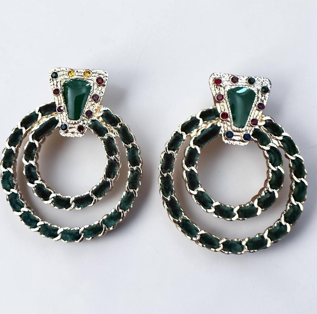 Green Vintage-Inspired Statement Earrings - Fatisha Boutique #