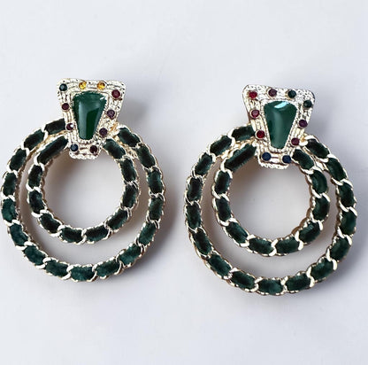 Green Vintage-Inspired Statement Earrings - Fatisha Boutique #