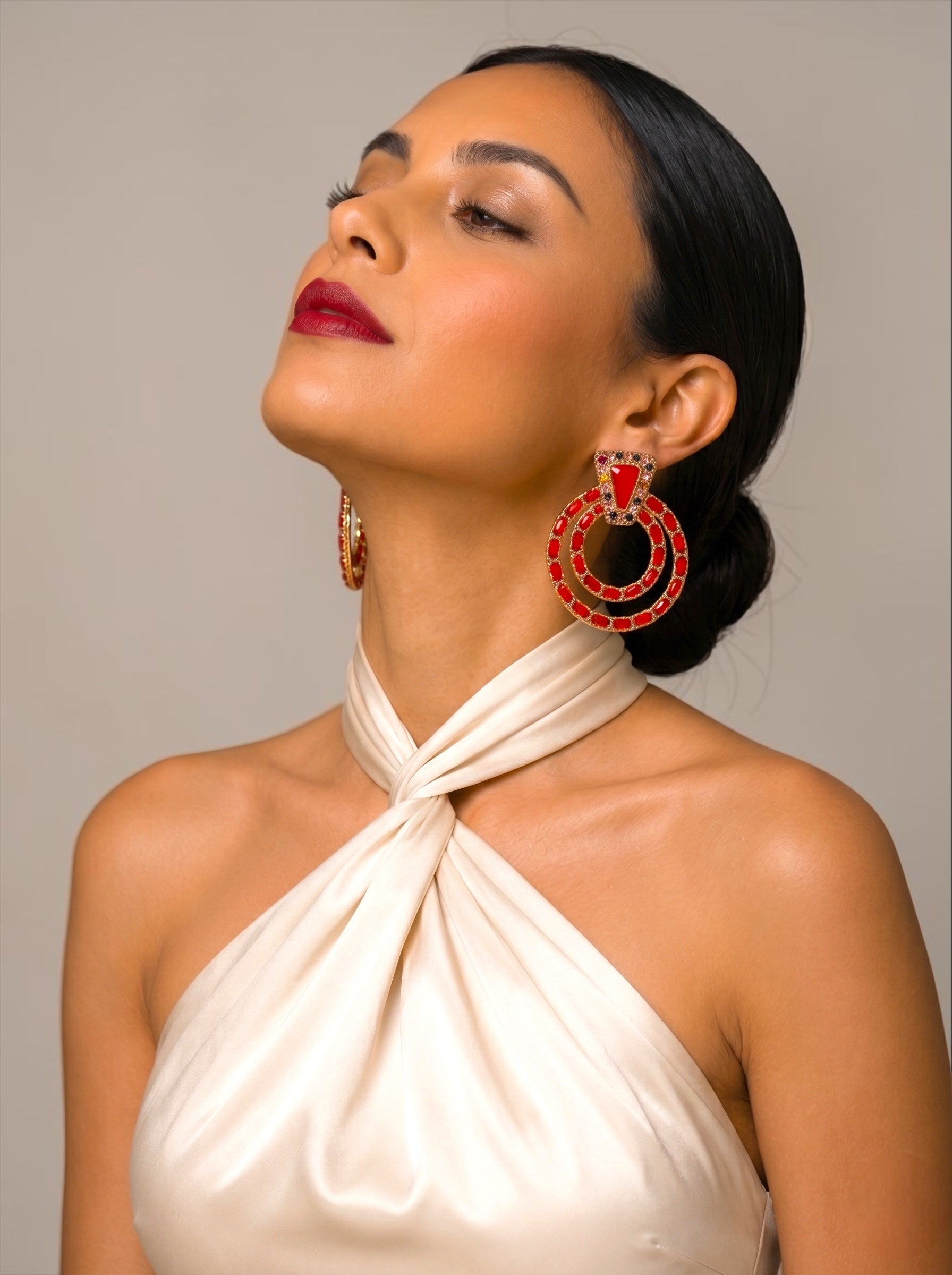 Red Vintage-Inspired Statement Earrings - Fatisha Boutique #