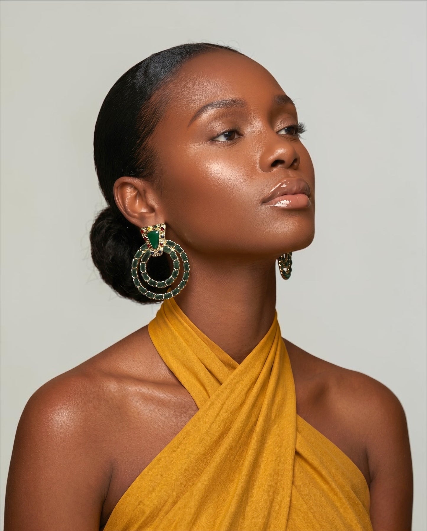 Green Vintage-Inspired Statement Earrings - Fatisha Boutique # Fatisha Boutique