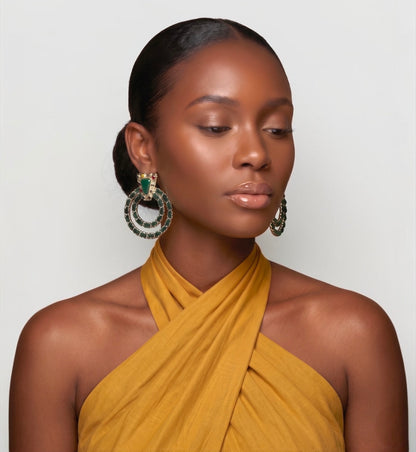Green Vintage-Inspired Statement Earrings - Fatisha Boutique #
