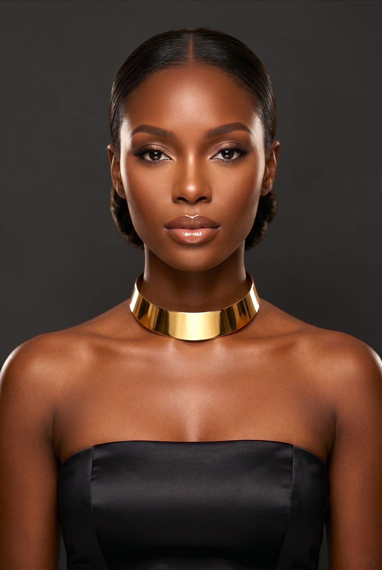 Bold 3cm Wide Metal Choker Necklace – Gold & Silver - Fatisha Boutique #