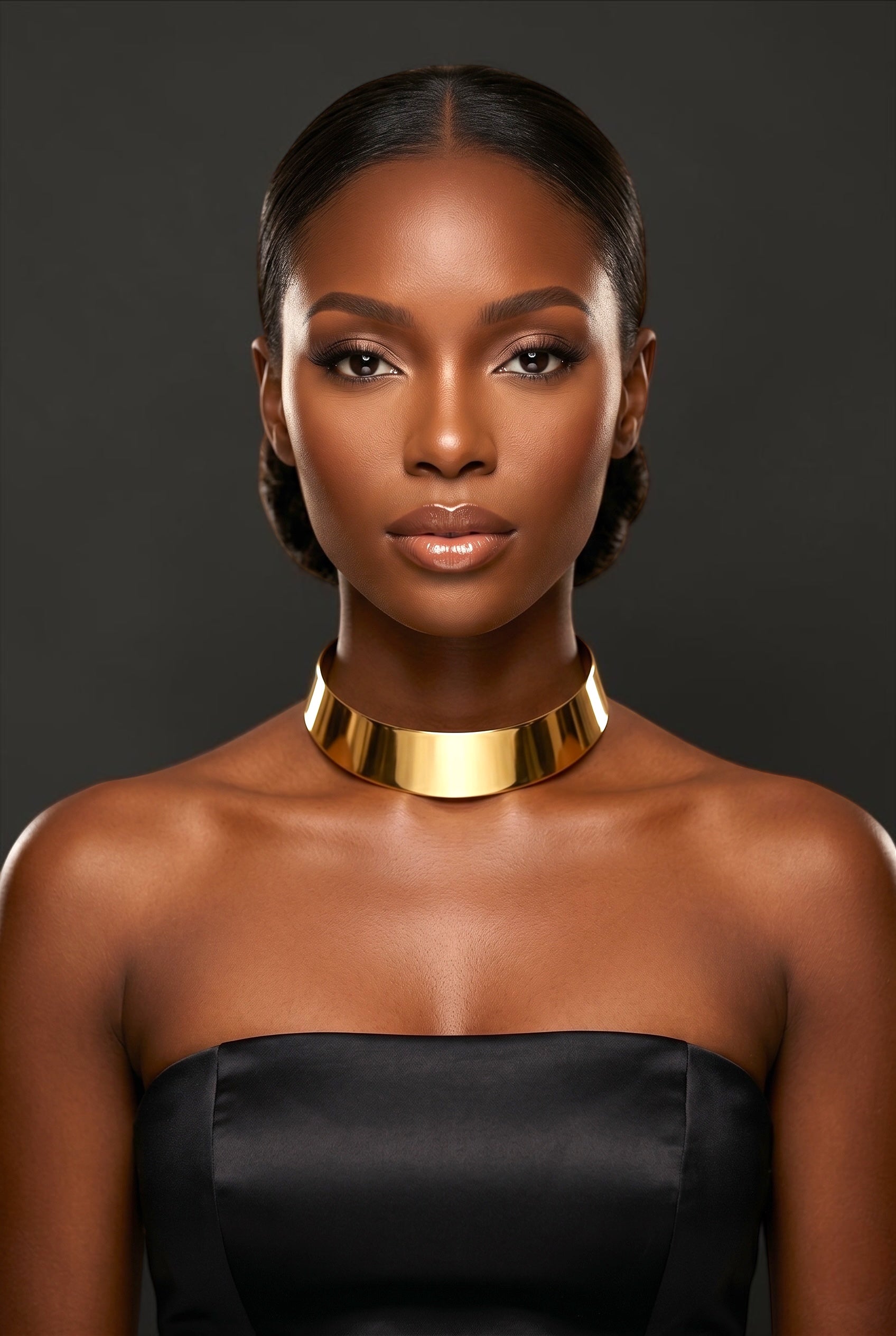 Bold 3cm Wide Metal Choker Necklace – Gold & Silver - Fatisha Boutique #