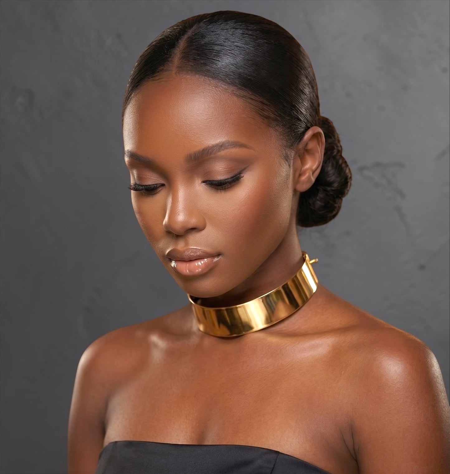 Bold 3cm Wide Metal Choker Necklace – Gold & Silver - Fatisha Boutique #