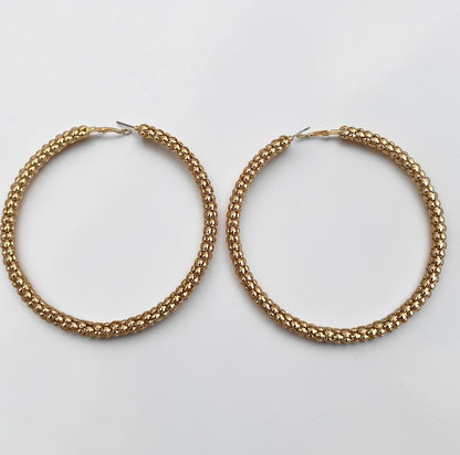 Chunky Gold Beaded Hoop Earrings