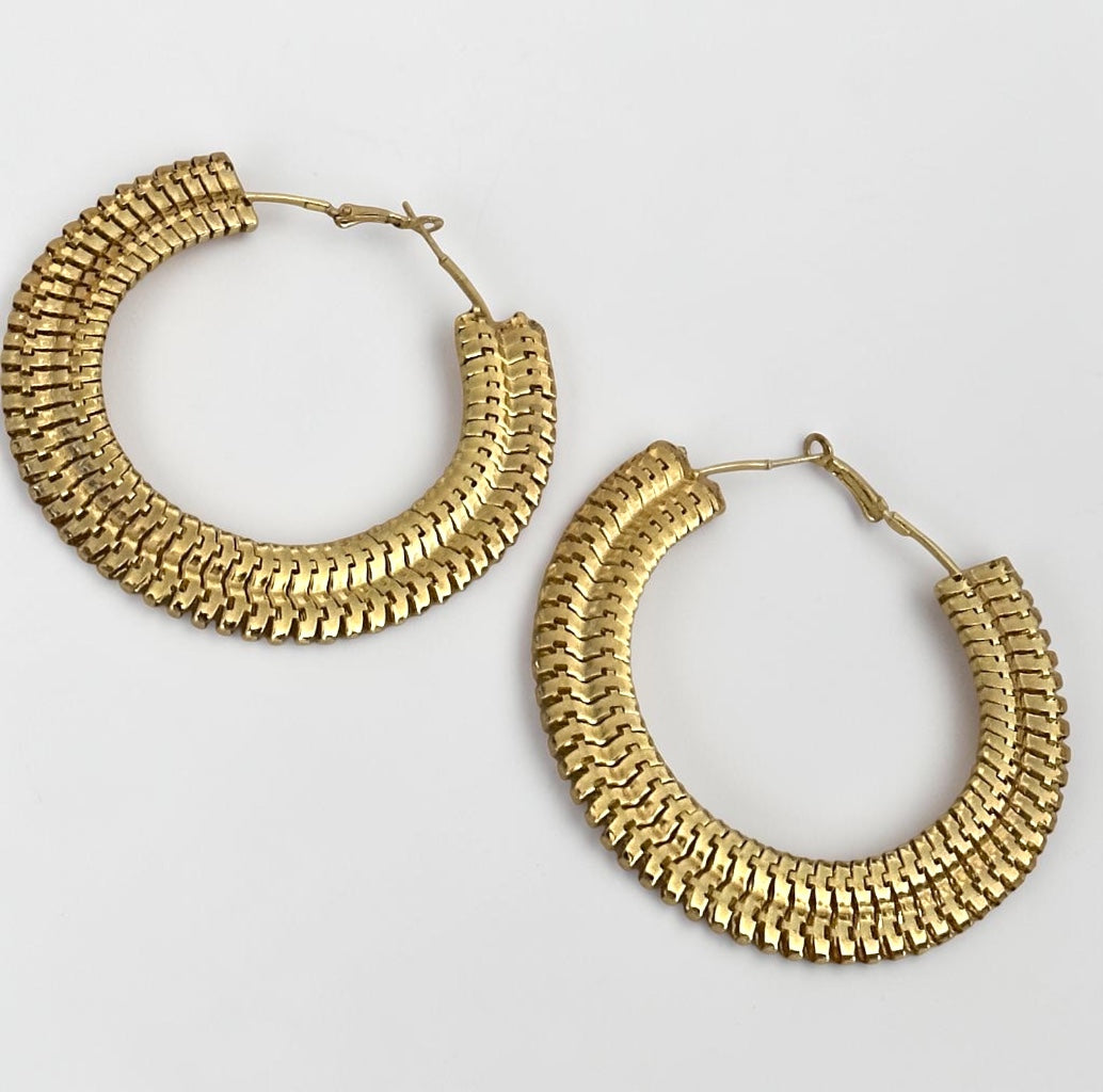 Textured 8cm Statement Hoop Earrings - Fatisha Boutique #