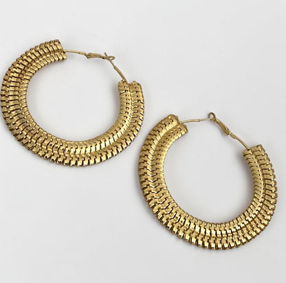 Textured 8cm Statement Hoop Earrings - Fatisha Boutique #