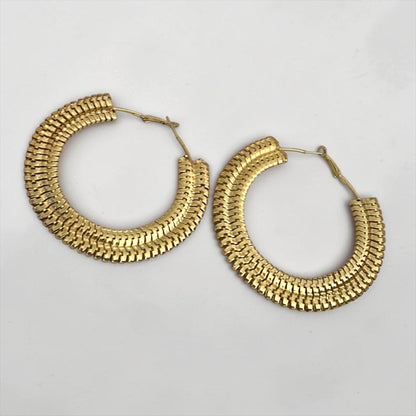 Textured 8cm Statement Hoop Earrings - Fatisha Boutique #