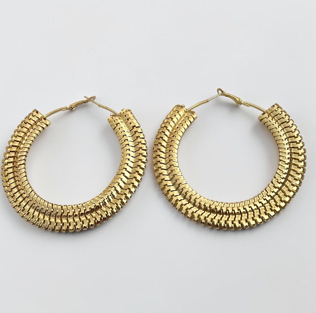 Textured 8cm Statement Hoop Earrings - Fatisha Boutique # Fatisha Boutique
