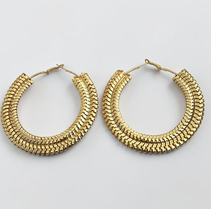 Textured 8cm Statement Hoop Earrings - Fatisha Boutique #