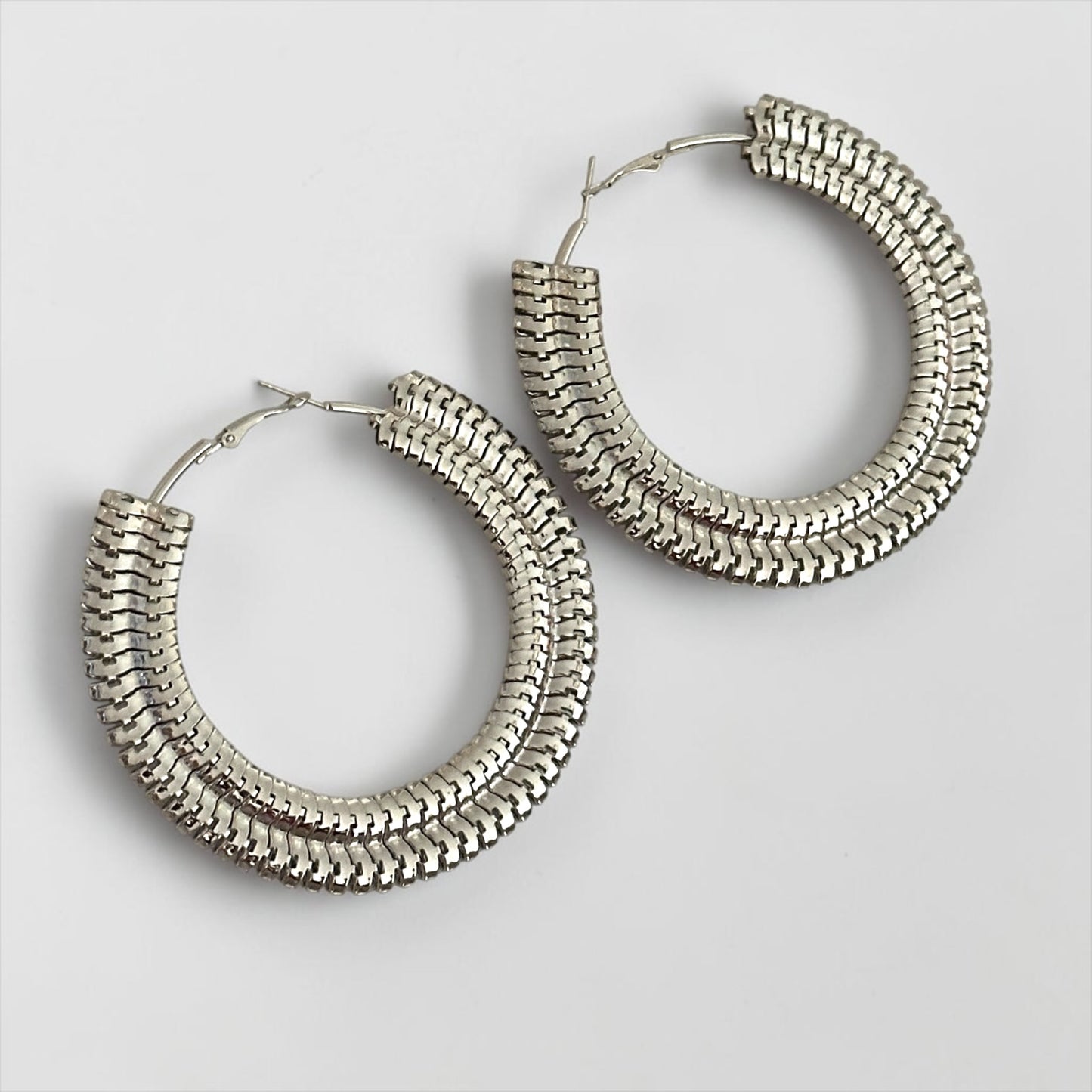 Textured 8cm Statement Hoop Earrings - Fatisha Boutique # Fatisha Boutique