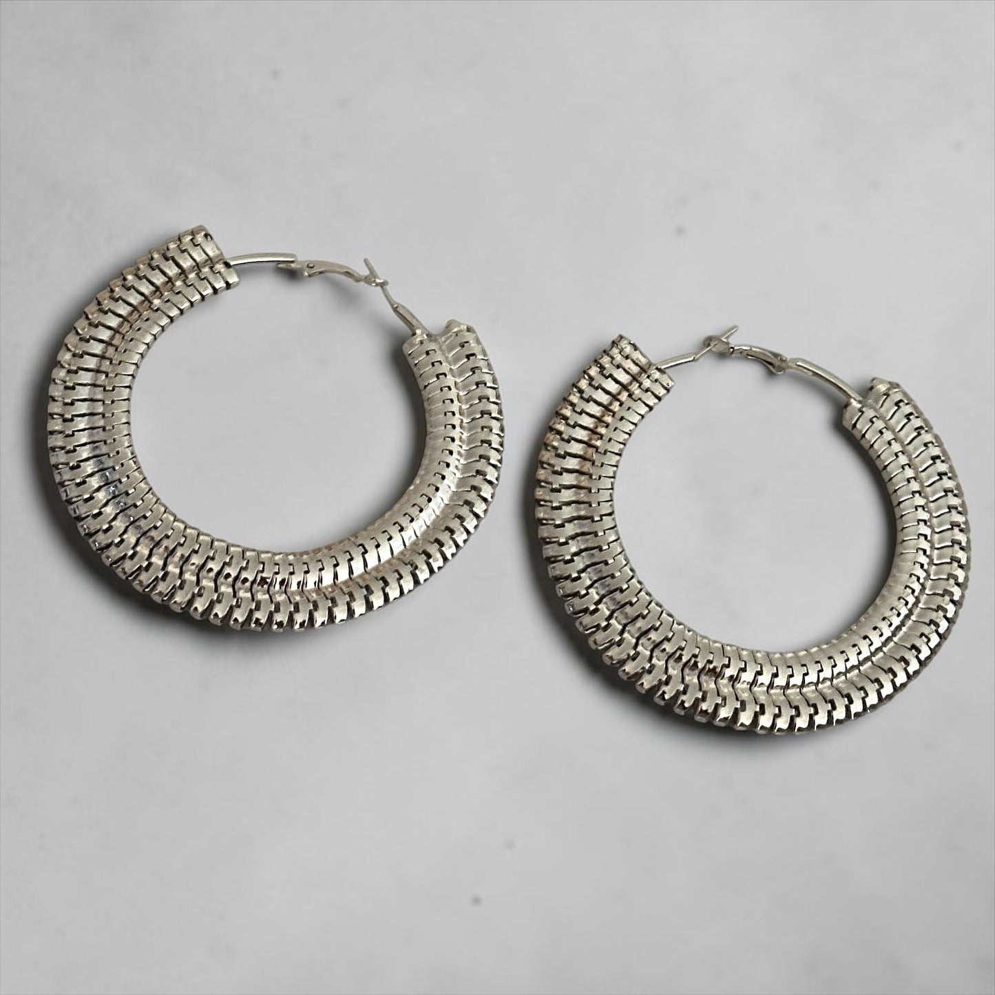 Textured 8cm Statement Hoop Earrings - Fatisha Boutique # Fatisha Boutique