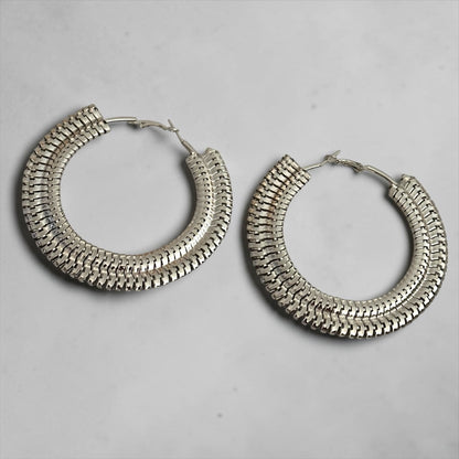 Textured 8cm Statement Hoop Earrings - Fatisha Boutique #