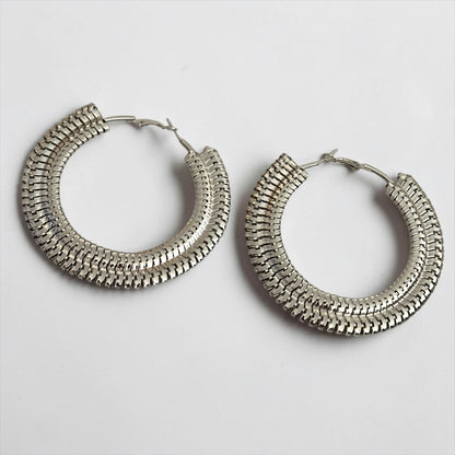 Textured 8cm Statement Hoop Earrings - Fatisha Boutique #