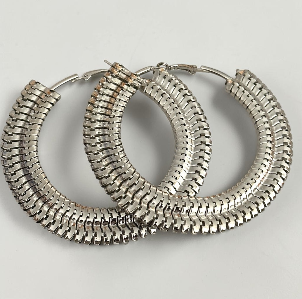 Textured 8cm Statement Hoop Earrings - Fatisha Boutique # Fatisha Boutique