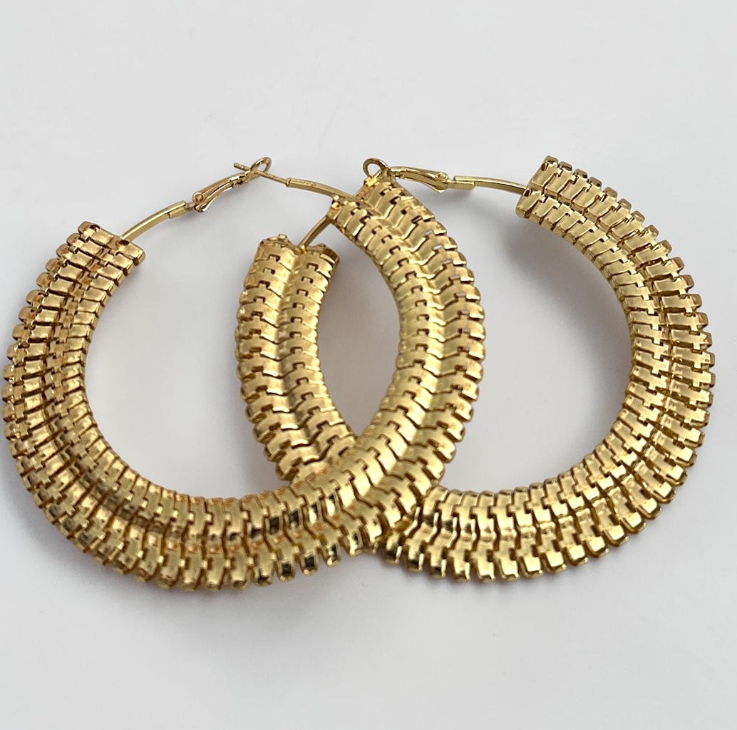 Textured 8cm Statement Hoop Earrings - Fatisha Boutique #
