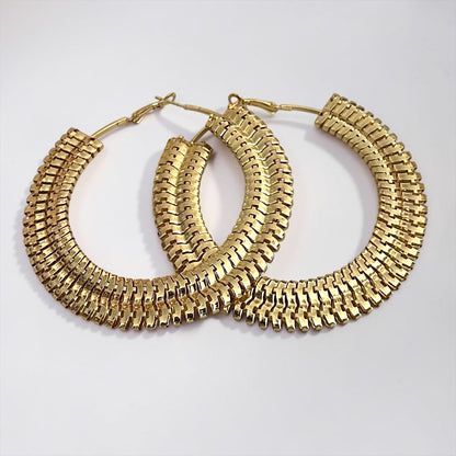 Textured 8cm Statement Hoop Earrings - Fatisha Boutique #