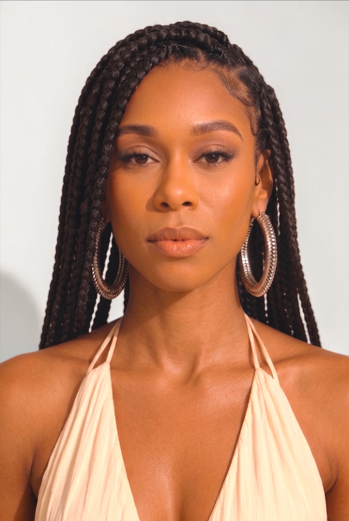 Textured 8cm Statement Hoop Earrings - Fatisha Boutique # Fatisha Boutique