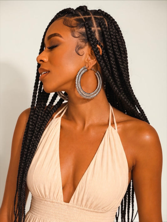 Textured 8cm Statement Hoop Earrings