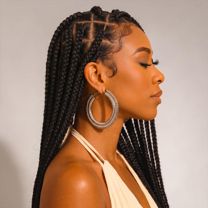 Textured 8cm Statement Hoop Earrings - Fatisha Boutique #