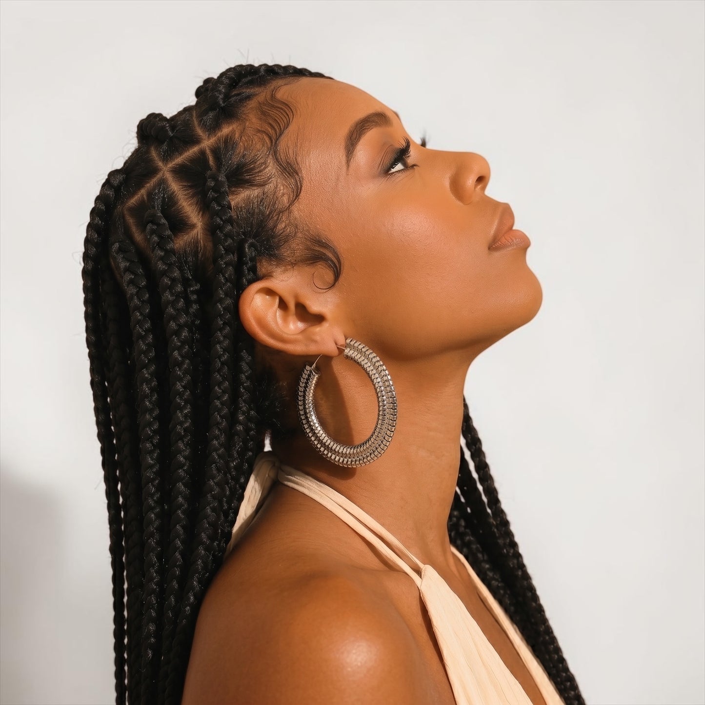 Textured 8cm Statement Hoop Earrings - Fatisha Boutique # Fatisha Boutique
