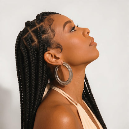 Textured 8cm Statement Hoop Earrings - Fatisha Boutique #