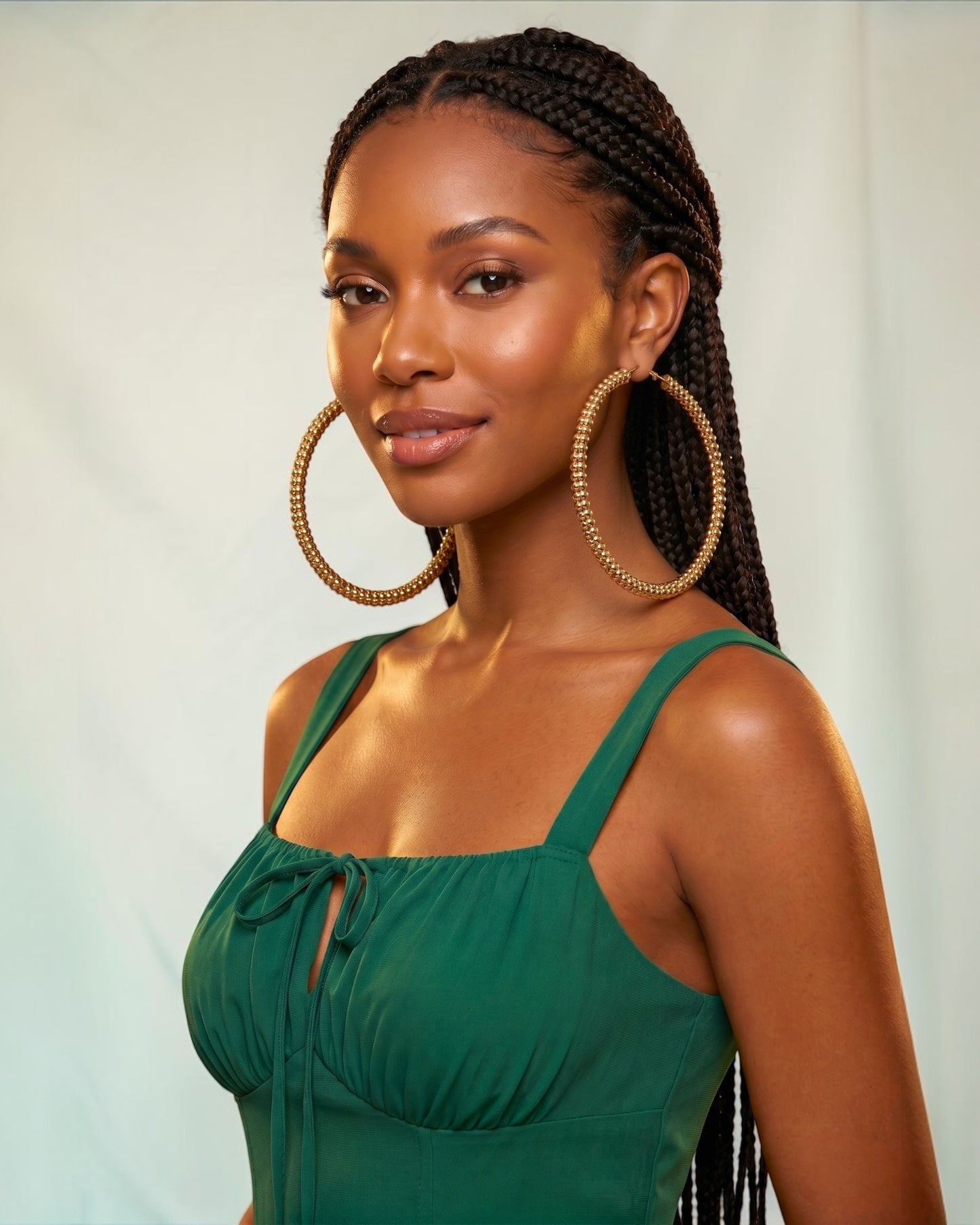 Chunky Gold Beaded Hoop Earrings