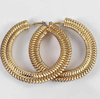 Oversized Textured Gold Hoop Earrings
