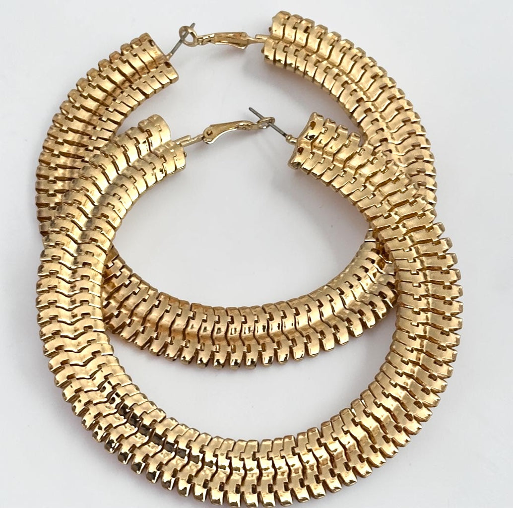 Oversized Textured Gold Hoop Earrings