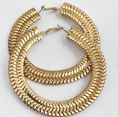 Oversized Textured Gold Hoop Earrings