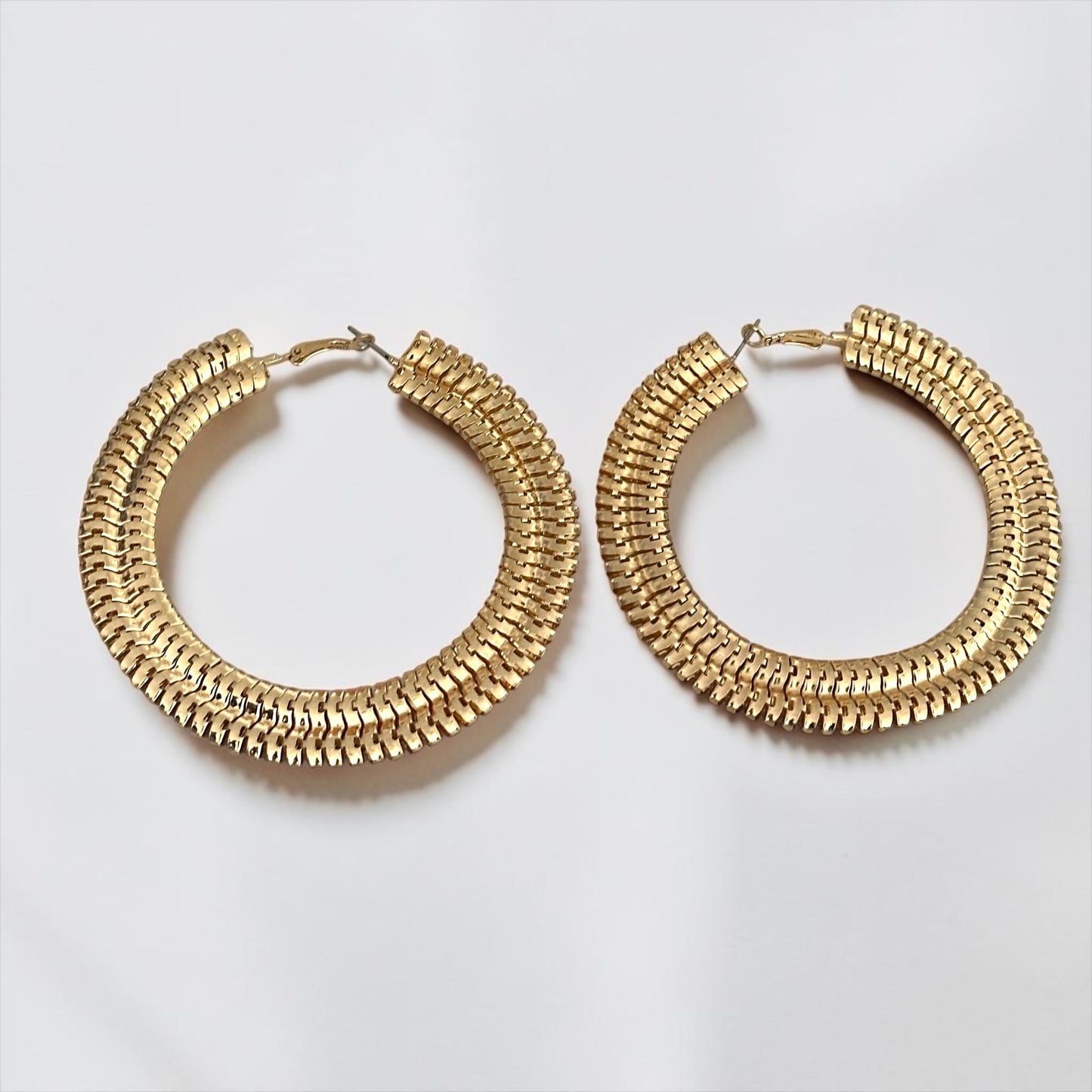 Oversized Textured Gold Hoop Earrings