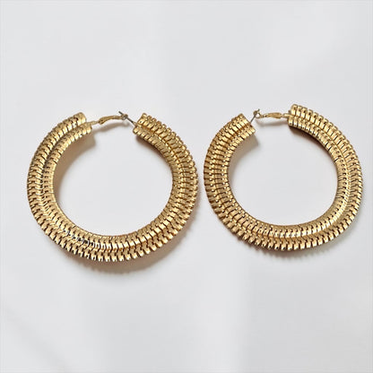 Oversized Textured Gold Hoop Earrings
