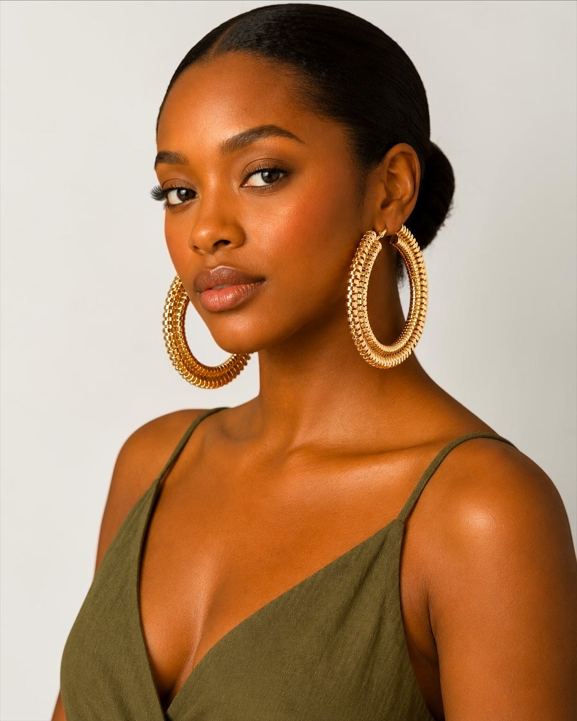 Oversized Textured Gold Hoop Earrings
