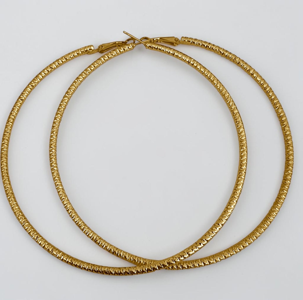 10cm Oversized Textured Hoop Earrings