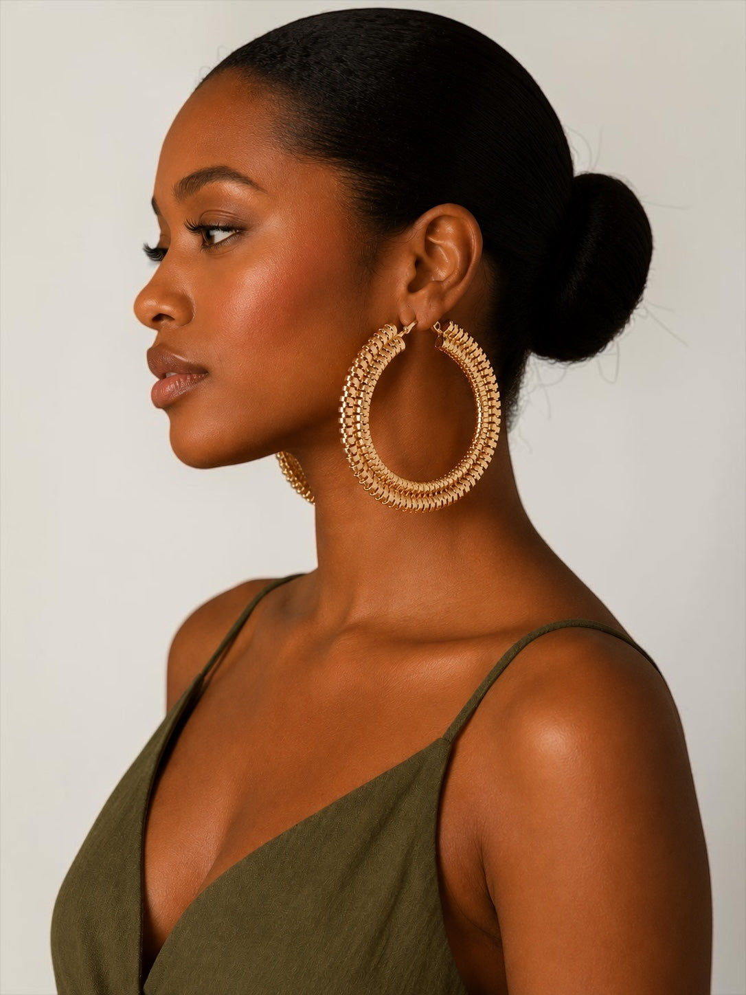 Oversized Textured Gold Hoop Earrings