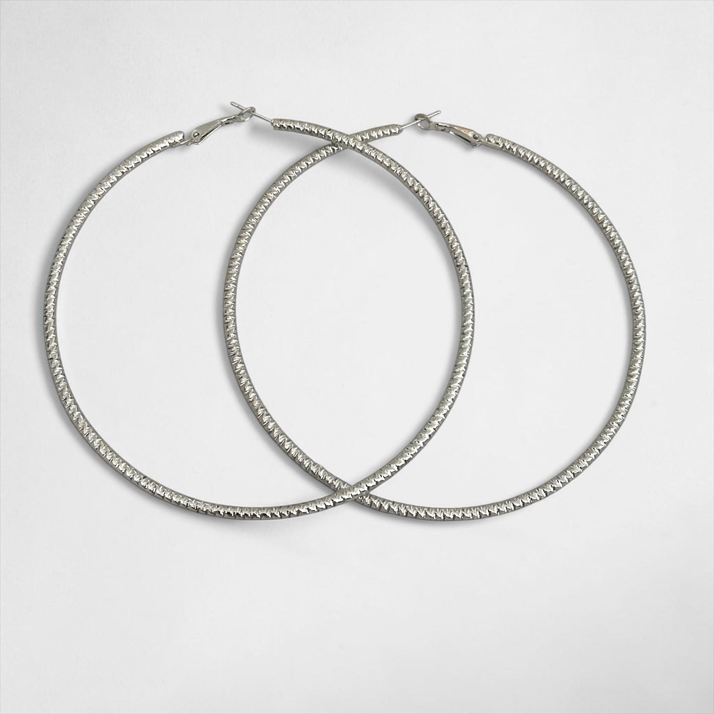 10cm Oversized Textured Hoop Earrings