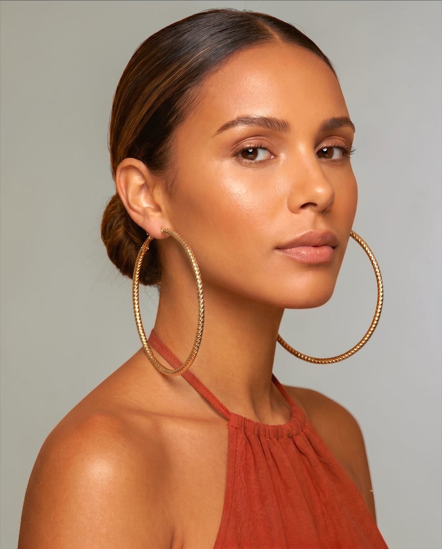 10cm Oversized Textured Hoop Earrings
