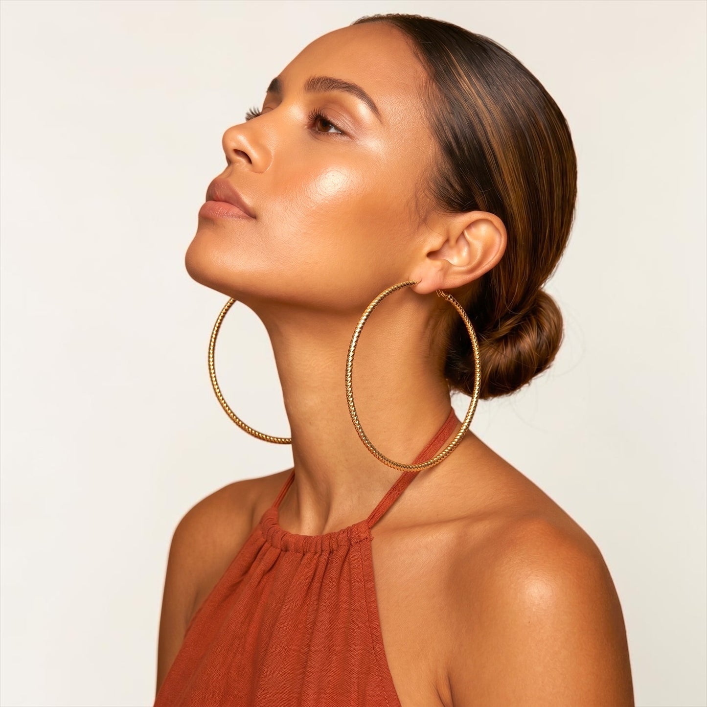 10cm Oversized Textured Hoop Earrings