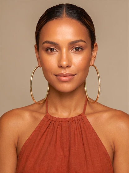 10cm Oversized Textured Hoop Earrings