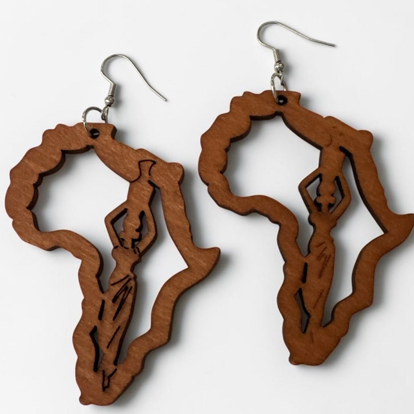 Africa Map Wooden Statement Earrings