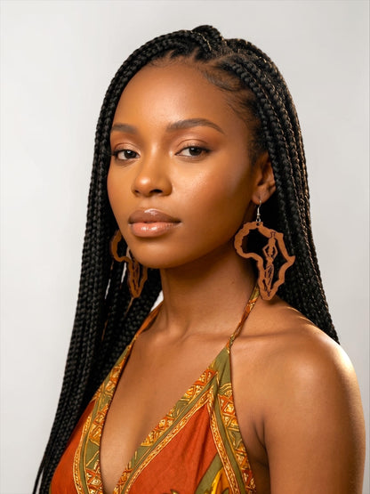 Africa Map Wooden Statement Earrings