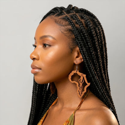 Africa Map Wooden Statement Earrings