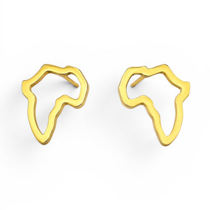 Africa Map Stainless Steel Stud Earrings